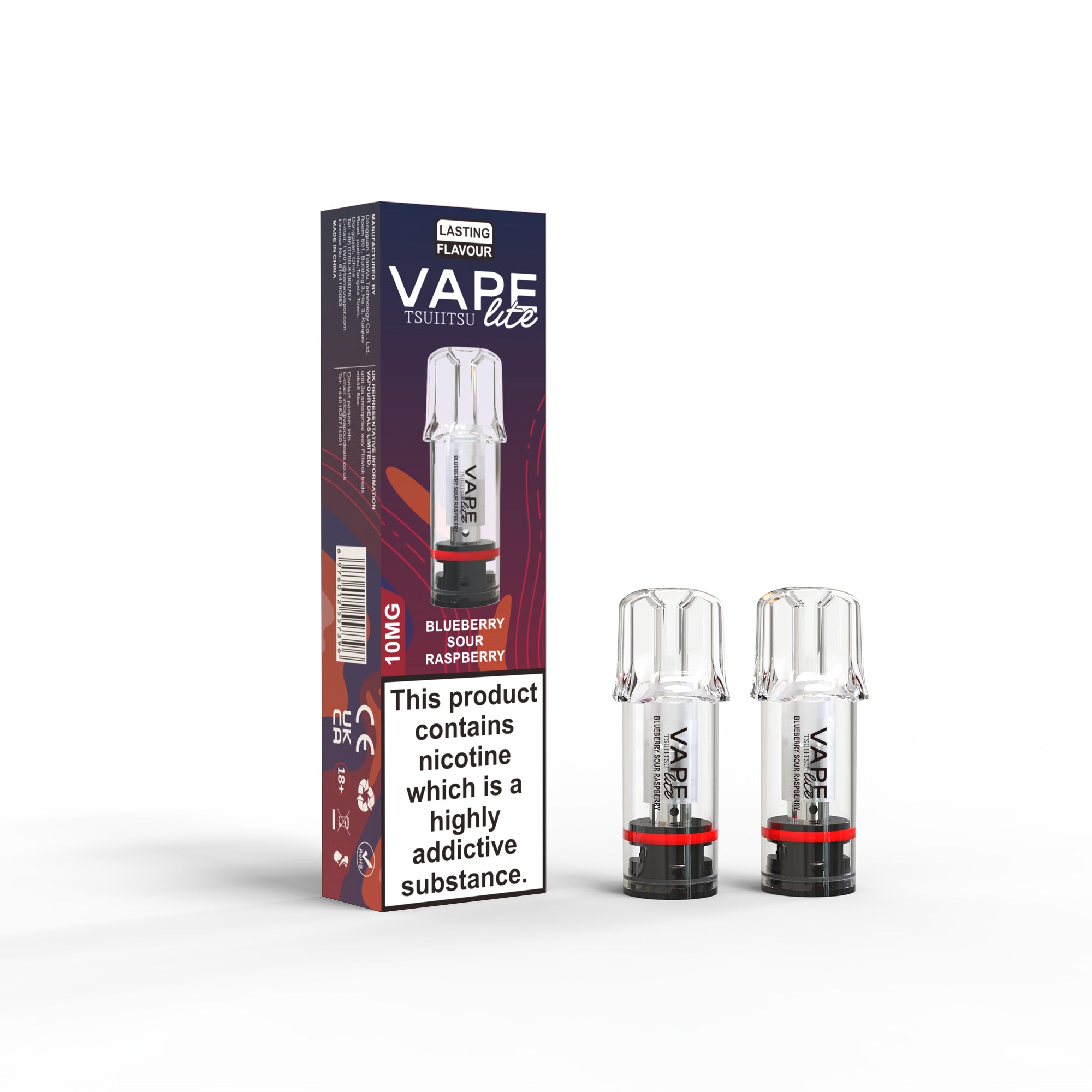Vape Lite Blueberry Sour Raspberry Pod 2 Pack 10 mg UK