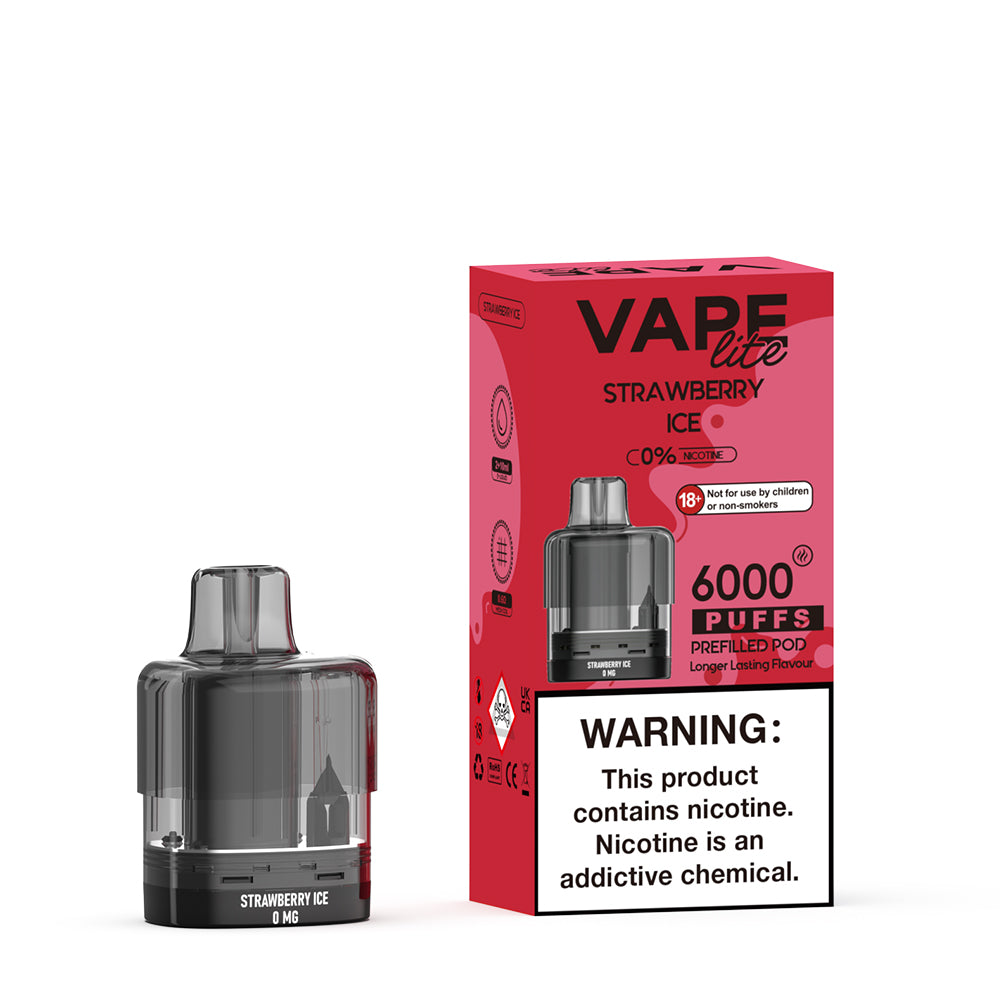 Vape Lite Pebble 6k  – Strawberry Ice Replacement Pod zero nicotine