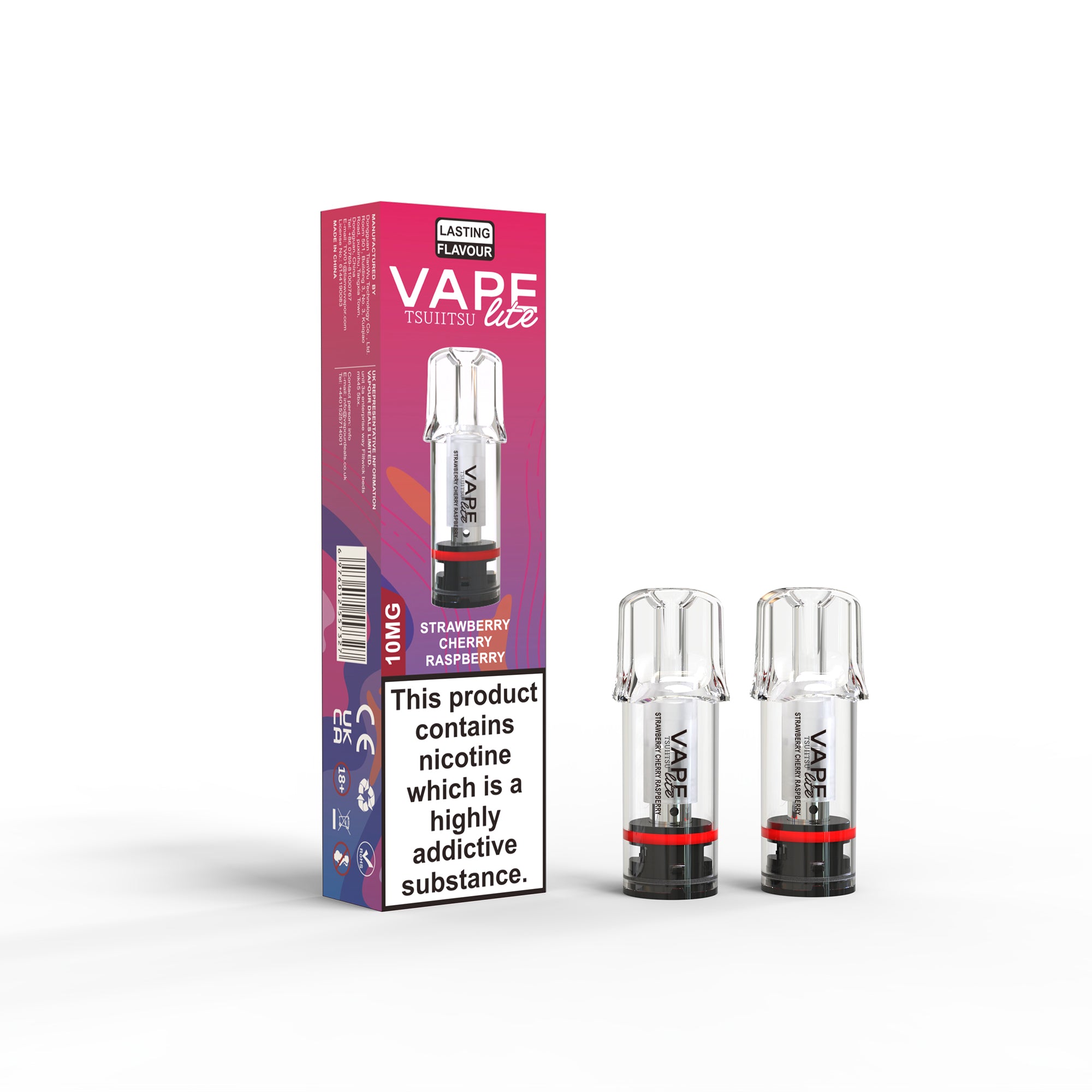 Vape Lite Strawberry Cherry Raspberry Pod 2 Pack 10mg UK